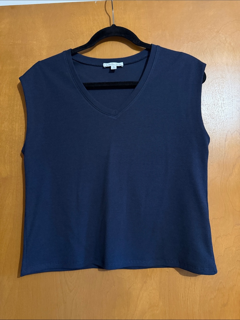 Ophelia Roe Navy V-Neck Sleeveless Tank Top